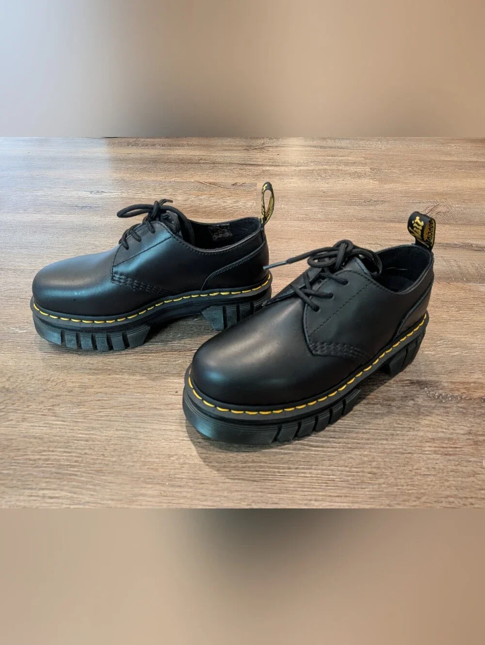 Dr. Martens Doc Audrick 3 Eye Platform Shoes Black Woman’s Size 38 EU / 7 US